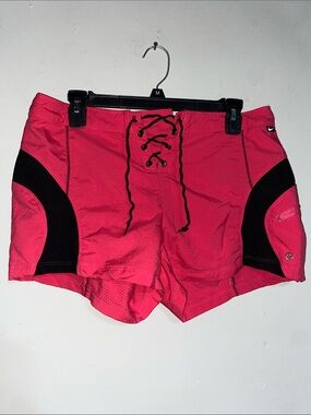 Nike Hot Pink and Black Lace-Up Sport Shorts